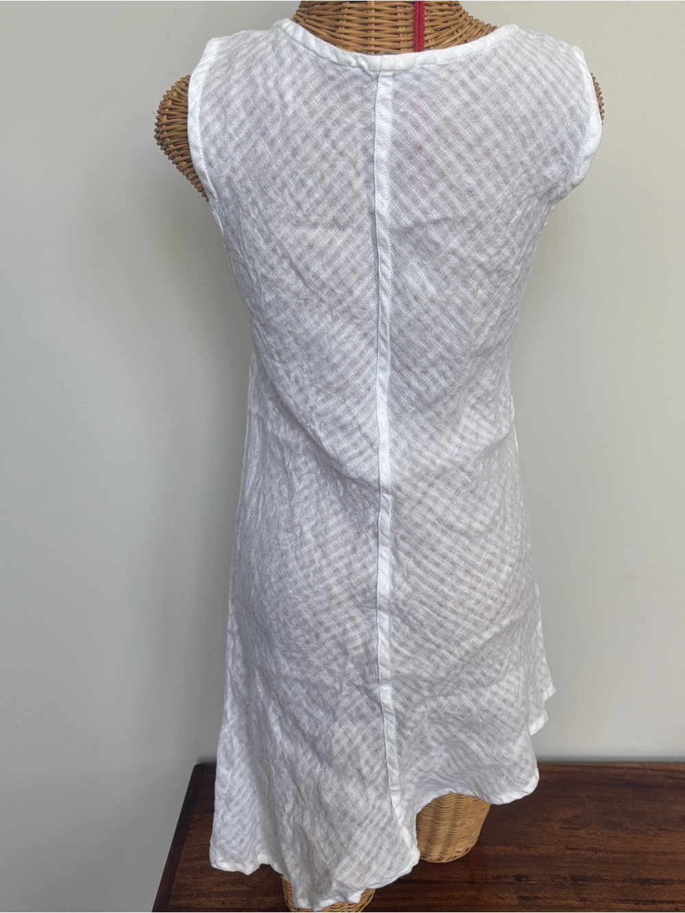 FLAX Asymmetrical Linen Tunic Top White Gingham Sleeveless Small - Picture 5 of 13